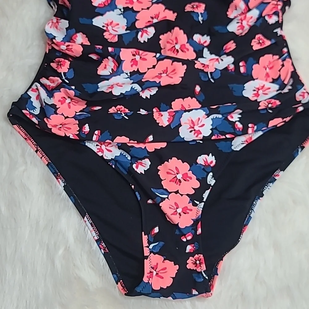 Cup She Floral Black Pink & Blue One-Piece Swimsuit